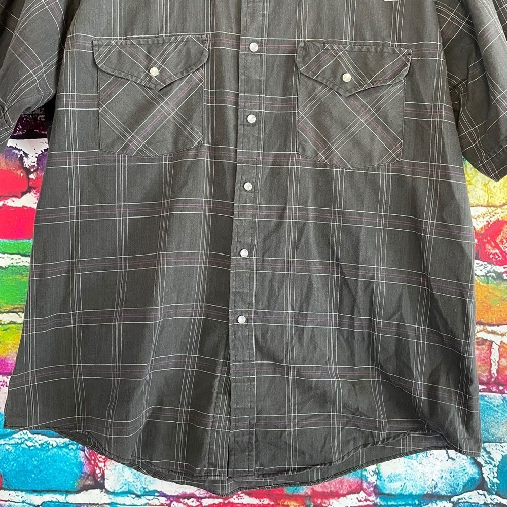 Vintage Rock Creek Ranch Short Sleeve Pearl Snap Button Up Shirt 16.5 Regular - Picture 4 of 9